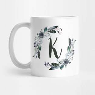 Floral Monogram K Dark Bohemian Flora Mug